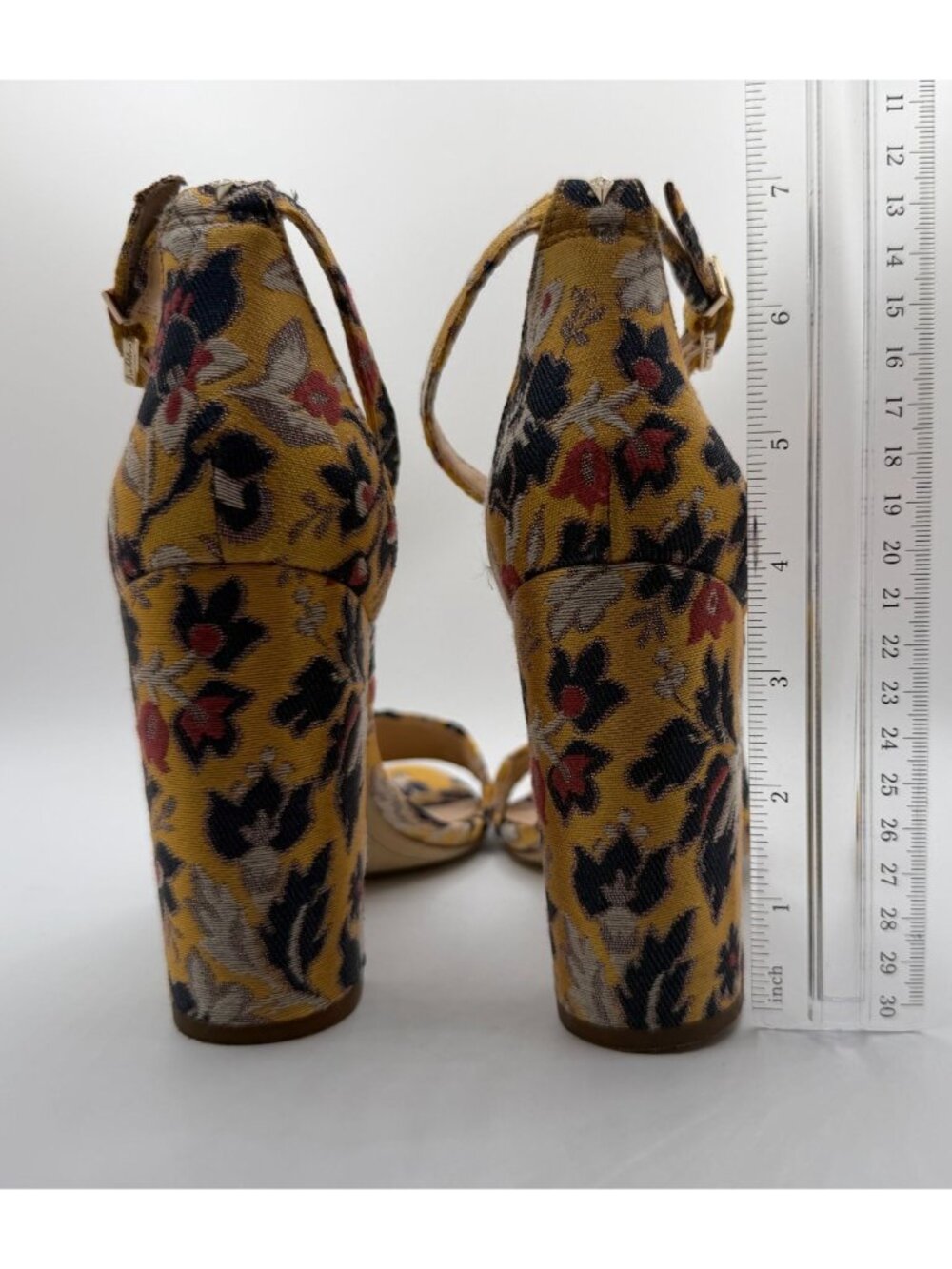 Sam Edelman Yaro Block Heel Sandals Women Size 8M Tuscan Yellow/Multi Floral - Picture 9 of 11